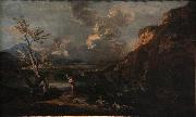 Landscape with Tobit and the angel Salvator Rosa